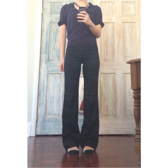 ANTHROPOLOGIE Cartonnier Black Pinstripe Slacks size 6 - Picture 2 of 9